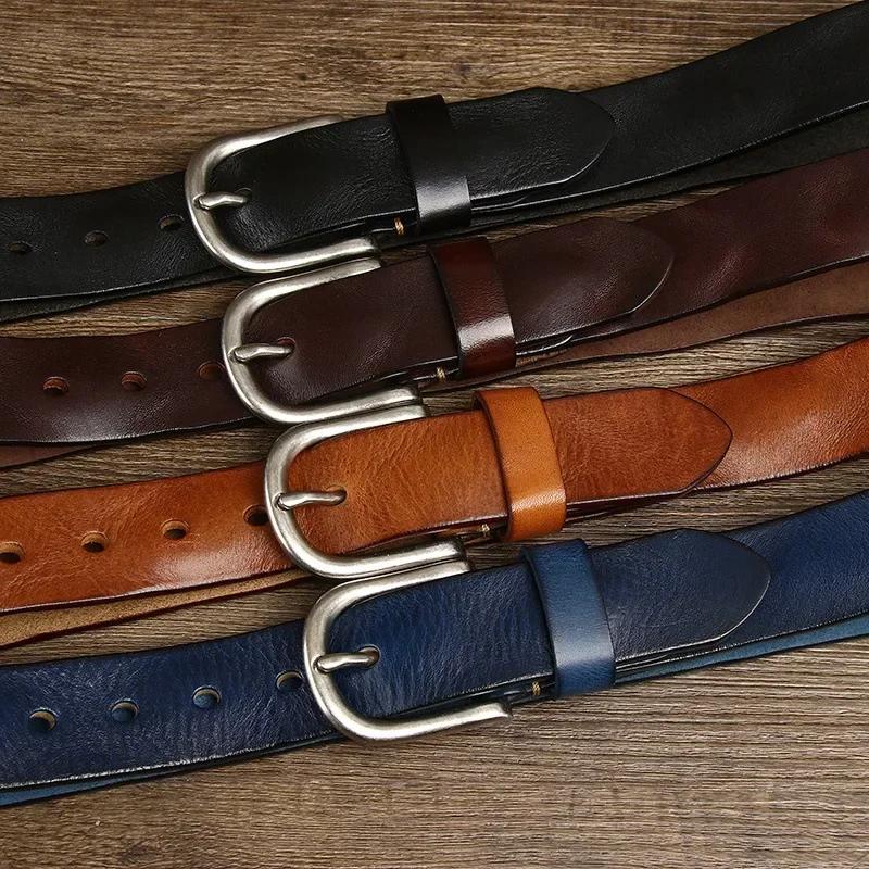 3.7CM Thick Cowhide Genuine Leather Casual Jeans Cowboy Belt Men Pin Buckle High Quality Retro Luxury Designer Male Strap Cintos