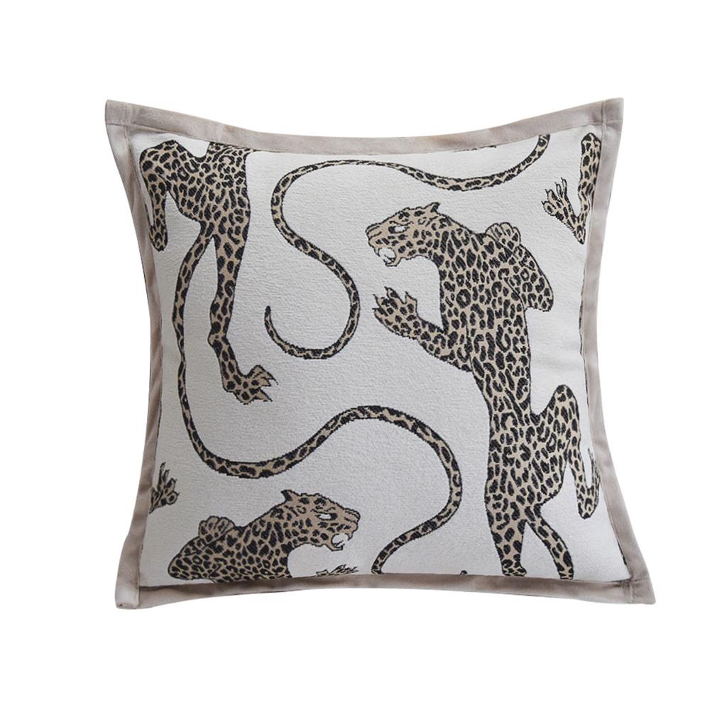 Medieval Style Leopard Living Room Sofa Pillow Model Room New Chinese Style Retro Back Pillow Hotel Cushion Soft Decoration