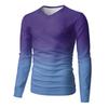 Men's V-neck Casual Fashion Printed Long-sleeved T-shirt Top