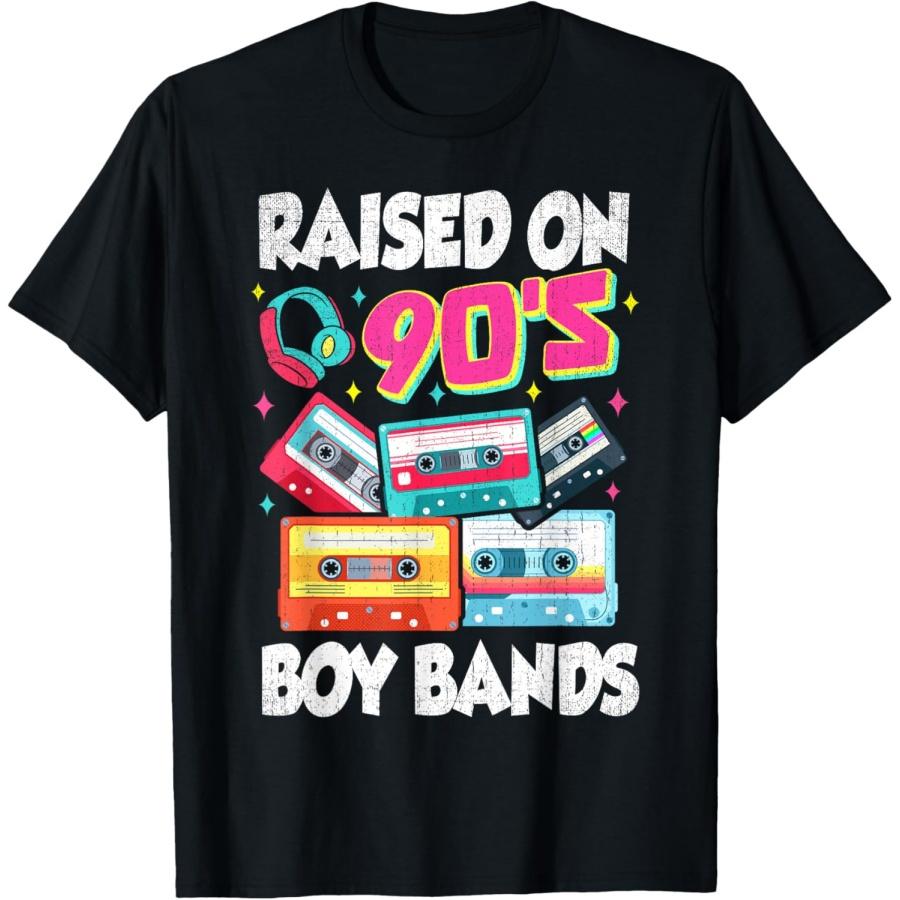 Raised On 90s Boy Bands Cassette Tape Retro T-Shirt S