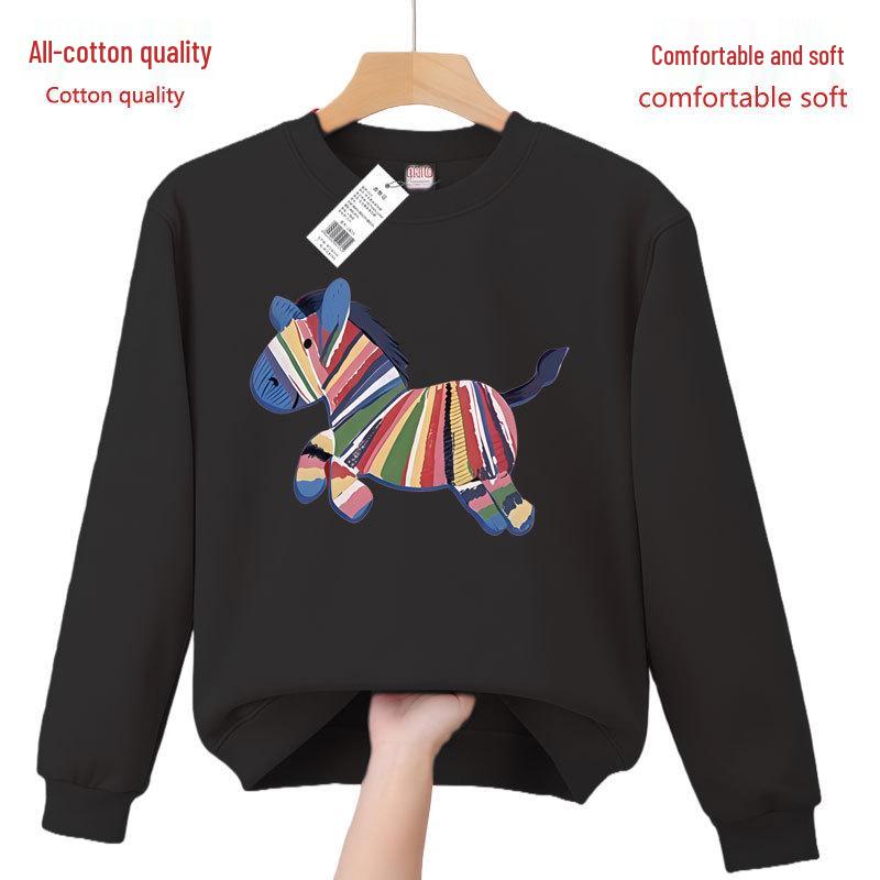 Red Zebra Print Crewneck Sweatshirt - Unisex, All Cotton, Festive New Year 2026 Horse Zodiac