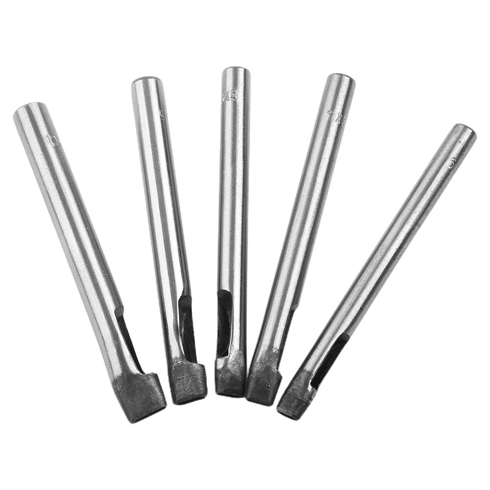 5pcs/set Hollow Punches DIY Tool Hole Punch Hollow Punch Leather Oval Shape Silver Steel 6-10mm Belt Watch-strap