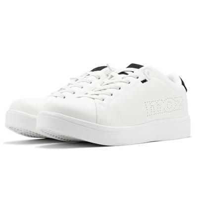 Mozu Herren Court Sneaker, Leicht, Feuchtigkeitsableitend, Schweißabsorbierend, Waschbare Frottee-Innensohle, Leicht anzuziehen, Gummischnürsenkel, Weiße Sneaker, 5232 (