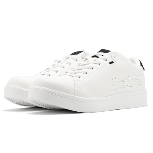 

Mozu Men s Court Sneakers, Lightweight, Moisture-Wicking, Sweat-Absorbent, Washable Towel Insole, Easy to Put on, Rubber Laces, White Sneakers, 5232 (