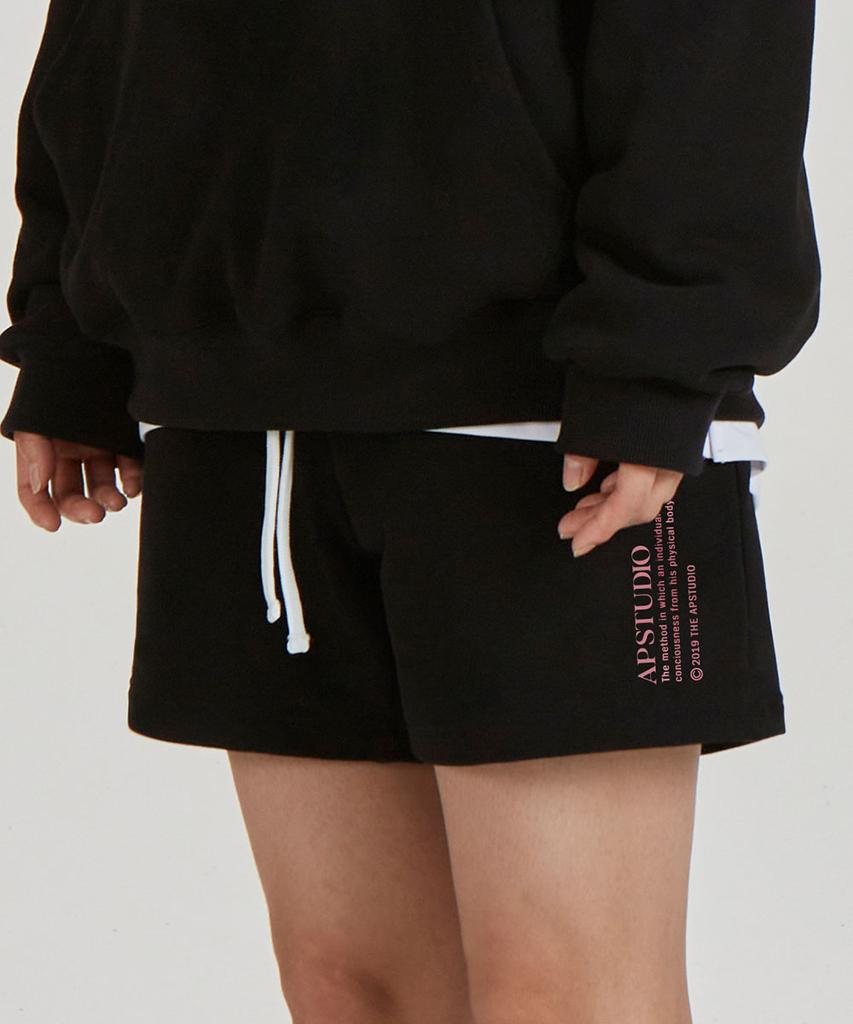 Astral Projection Ap Lettering Comfortable Waffle Terry Shorts_Black