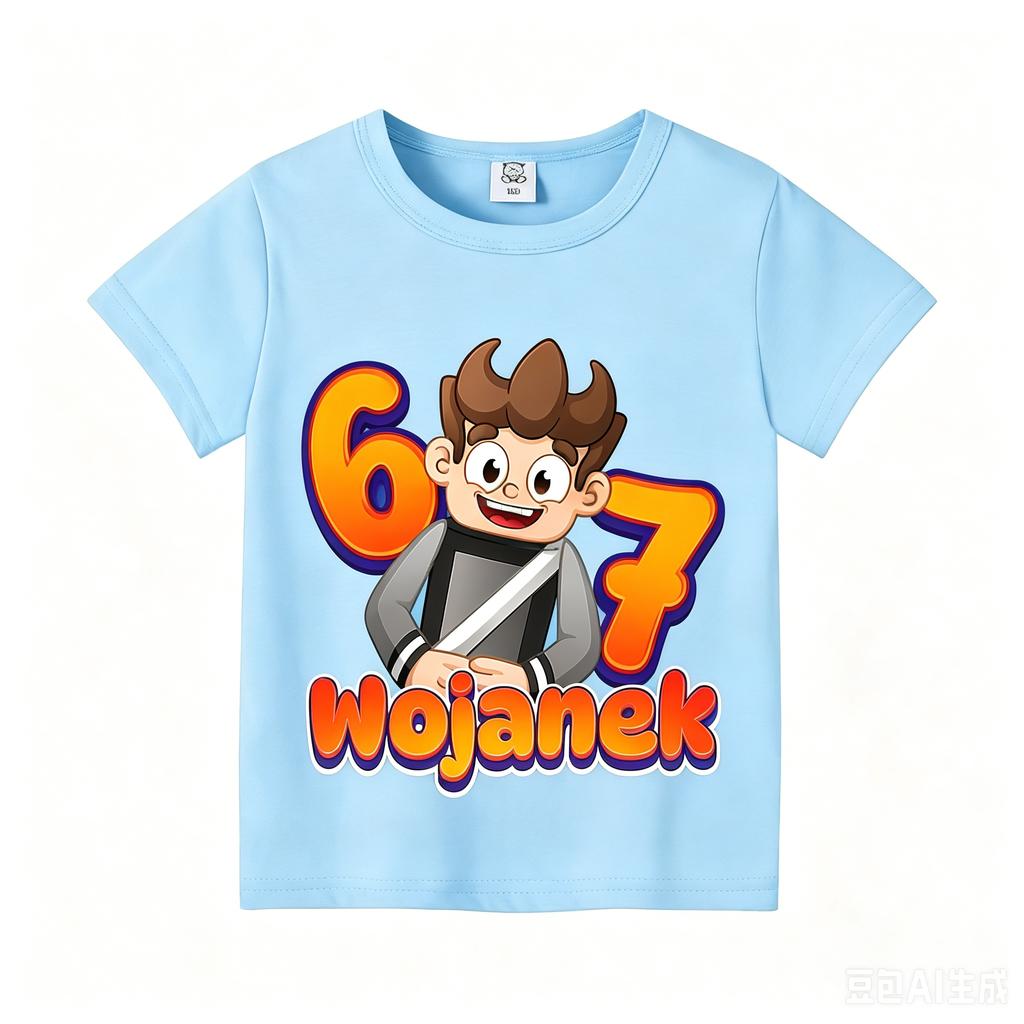 Wojans T-shirt s anime motivem, kulatý výstřih, dětské oblečení s krátkým rukávem, letní bavlněná trička, trička pro kluky a holky, dárek k narozeninám