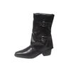 High Heel Martin Boots Women's Skinny Boots 2025 Autumn and Winter New Pointed Spice Girls Pile Pants Tube Thick Heel Super Fire Small Short Boots
