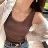 Spring and Summer New Wide Shoulder Vest Women's Big Collar Simple Base Inner with Small Vest Women's Sleeveless Vest