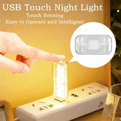 USB Włącznik Dotykowy Lampka Nocna 5 LED Mini Przenośna DC 5V Do Sypialni Gabinetu PC Laptopa Mobilny Power Bank Wtykana