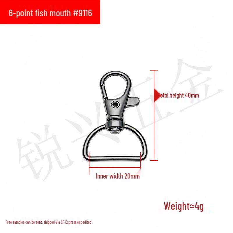 Zinc Alloy Fish Mouth Buckle for Dog Luggage, Shoulder Straps, Keychains, and Webbing.