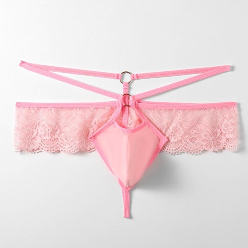 Sissy Lingerie Mens Sexy Lace See Through Skirted G-Strings Girly Underwear Bulge Pouch T-Back Thong Gay Crossdress Underpant