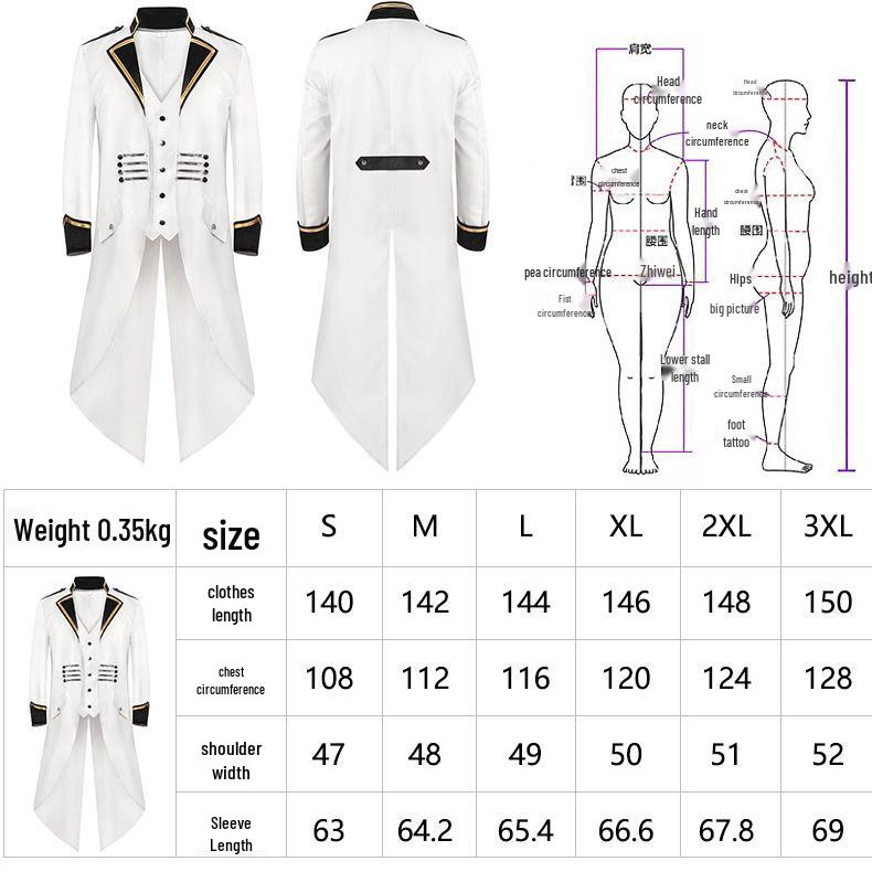 Men's Medieval Retro Swallowtail Coat - European & American Punk Style