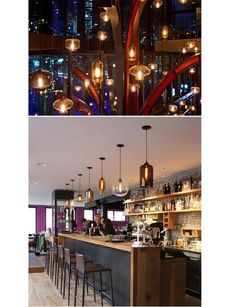 Nordic Retro Glass Pendant Light for Bar, Cafe, or Restaurant – Simple, Creative Single Head Lampshade Lighting