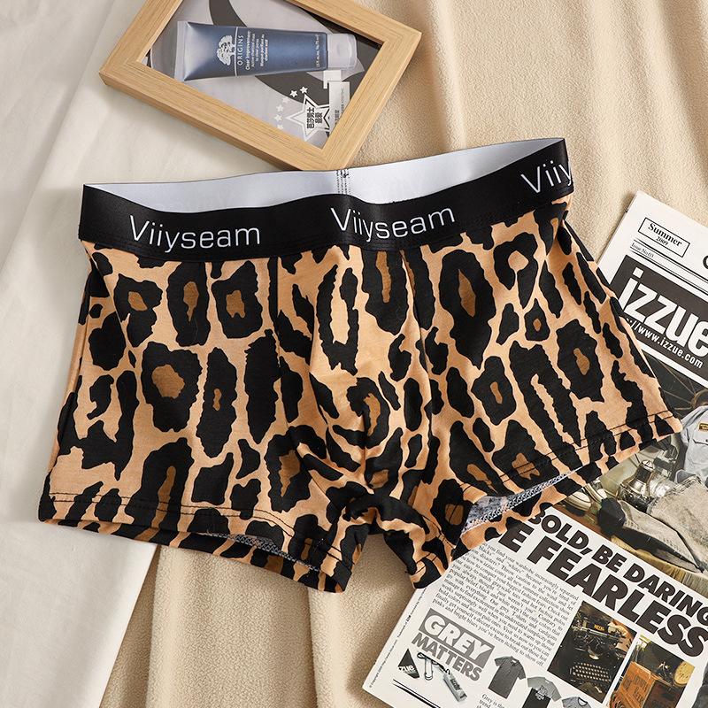 Leopard Print Underwear Men Loose Boxer Cotton Man Penis Breathable Mens Boxers Caual Briefs