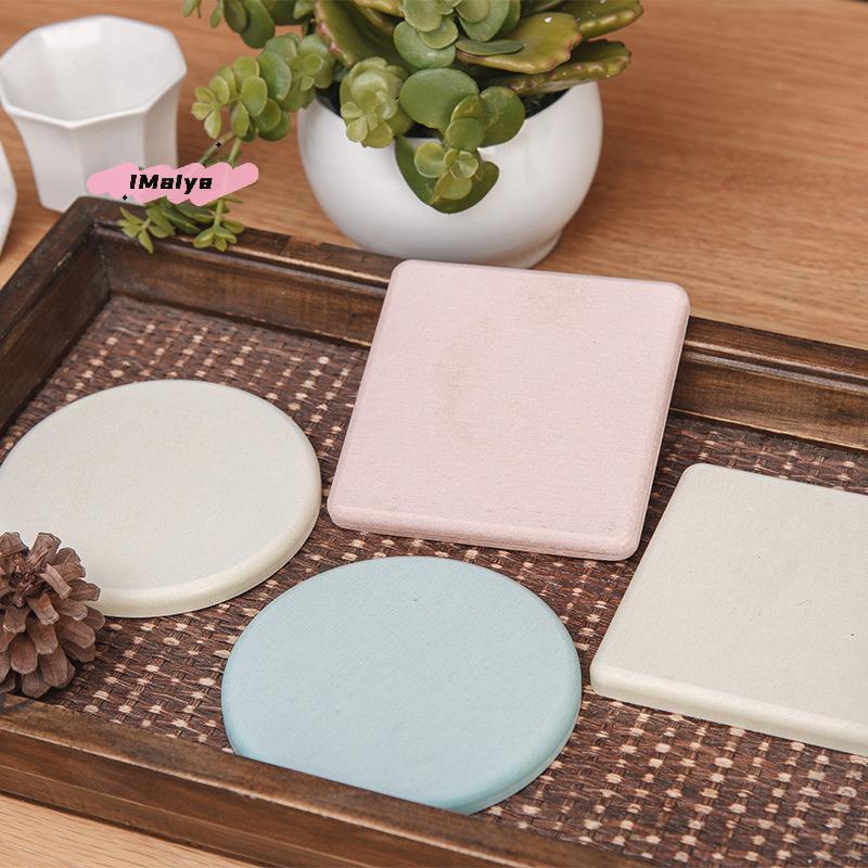 1Pc Solid Color Diatomaceous Earth Coasters round Square Absorbent Non-Slip Kitchen Mats for Home Decoration And Toiletries