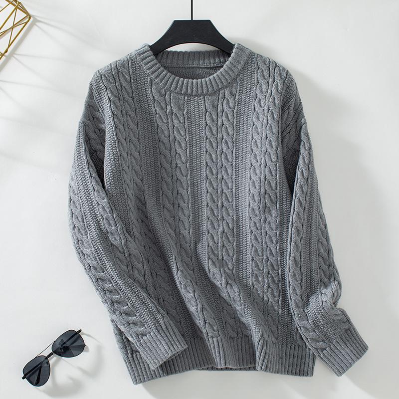 Women's Sweater Fall/winter Pullover Round Neck Loose Retro Twist Sweater