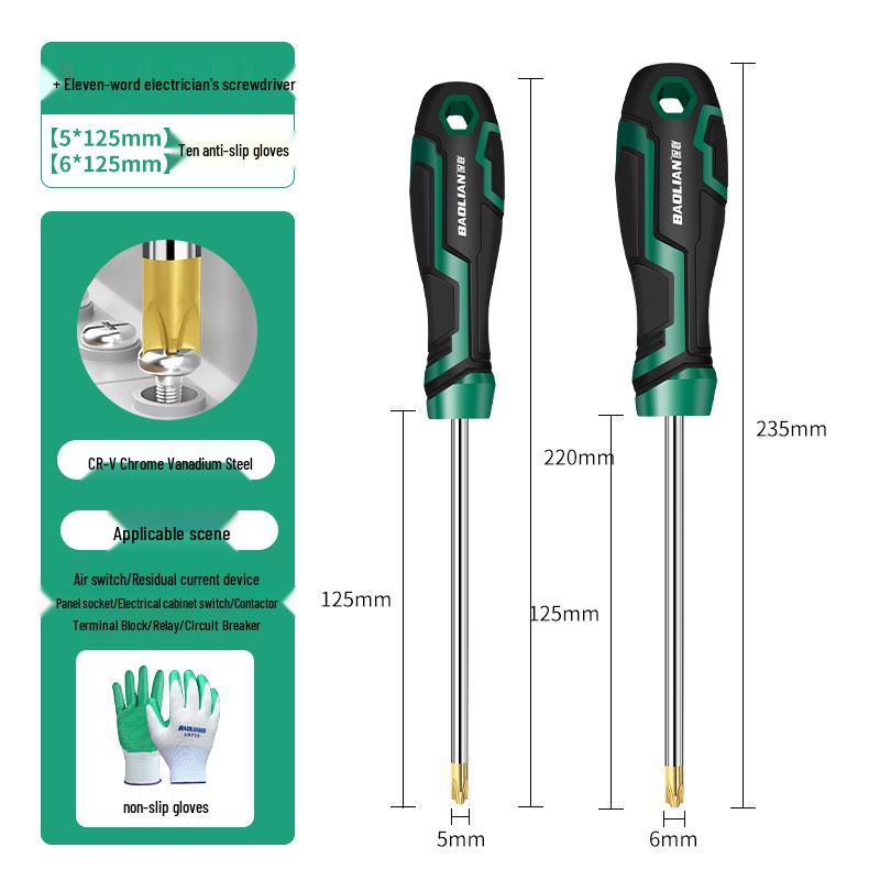 11-Piece Industrial Grade Magnetic Electrician Screwdriver Set - S2 Phillips & Slotted