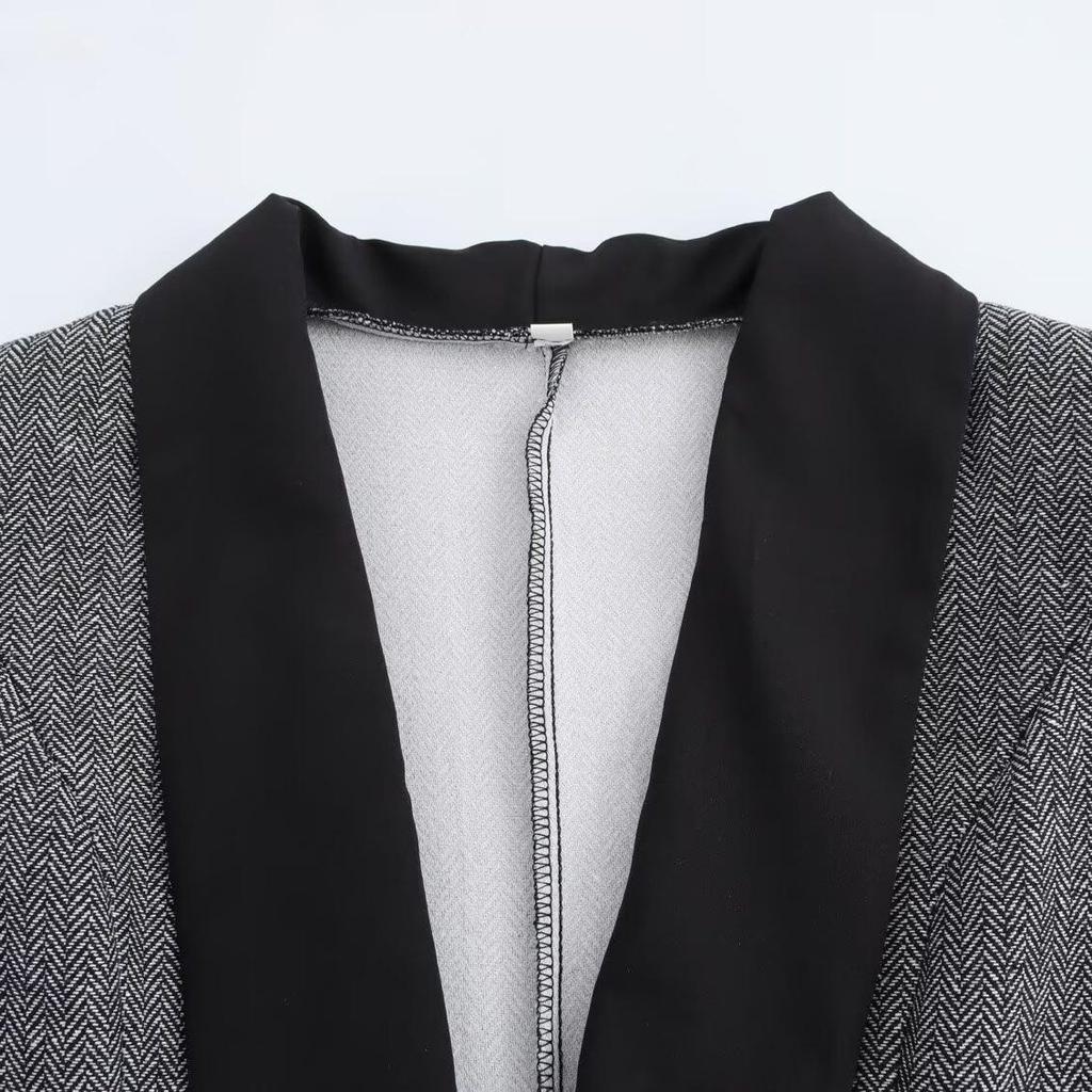 2024 Fall Women's European & American Fashion: Simple Short Jacket & Midi Skirt Set