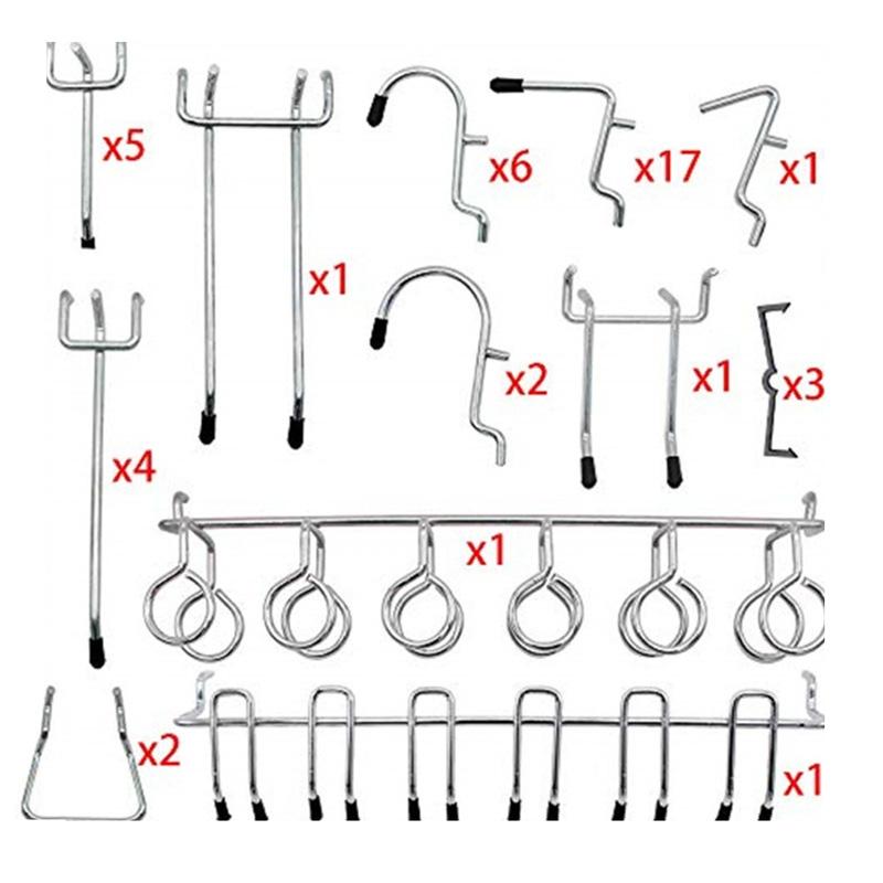 81pcs Pegboard Hooks Assortment Organizer Wall Storage Stainless Steel
