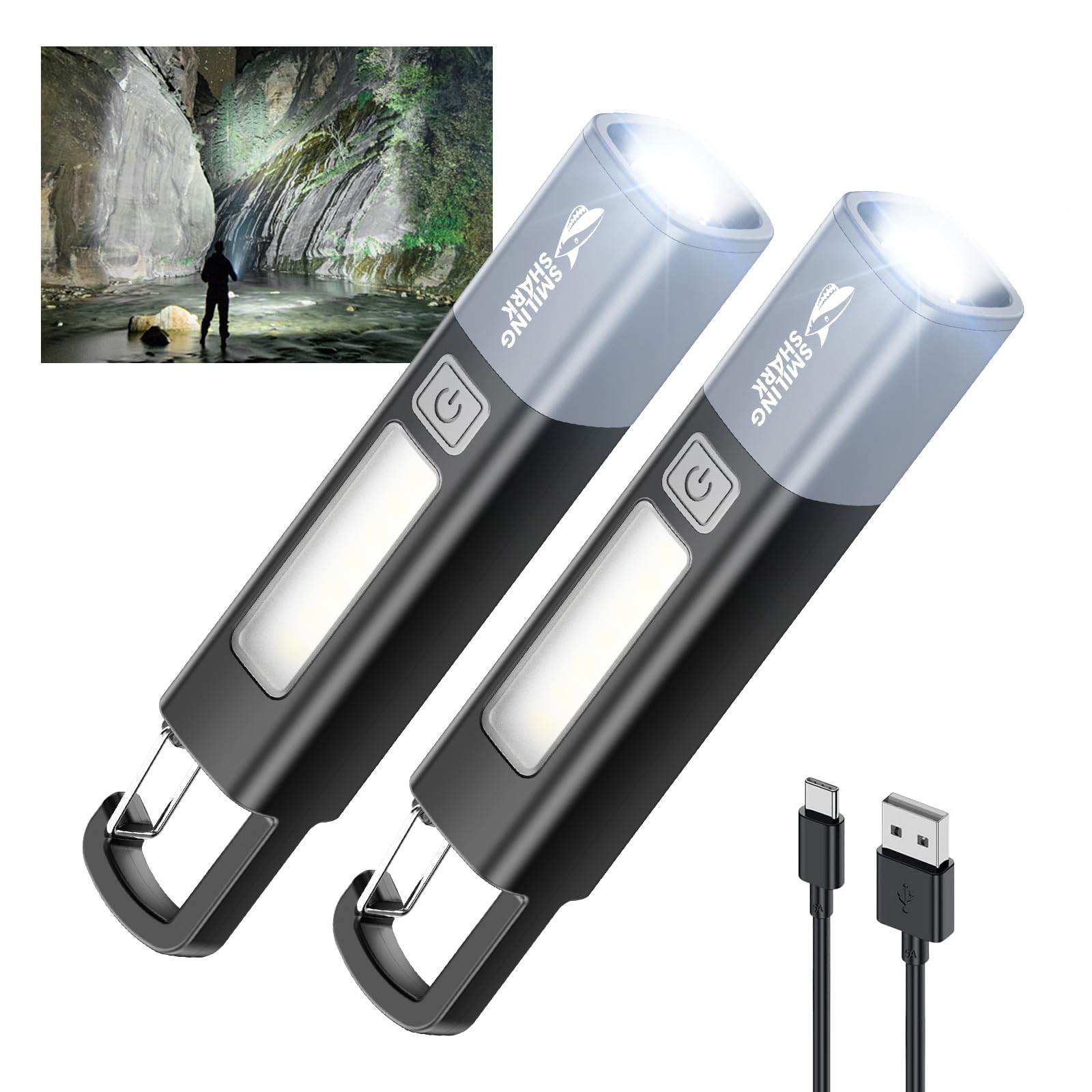 

SmilingShark IPX7 LED Handheld Powerful Flashlight with 3 Dimming Zoom Lightweight and for Disaster Power Outage Night and Japanese Instruction Manual