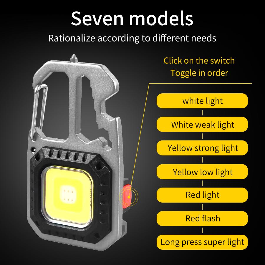 Mini Flashlight Keychain Light Rechargeable 500mAh Battery COB Work Light Multifunctional Toolbox Outdoor Portable Flashlight