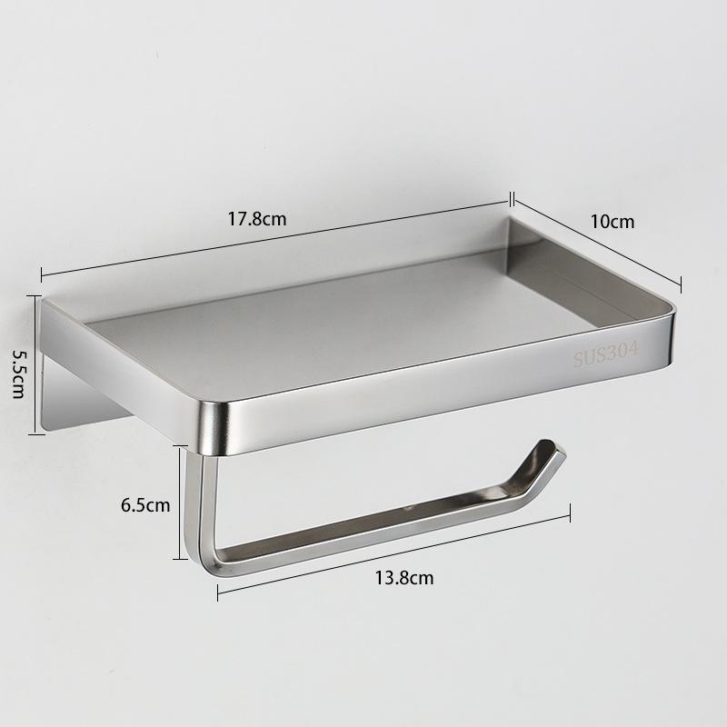Stainless Steel Toilet Paper Holder with Phone Shelf, Punch-Free Installation for Home and Public Restrooms