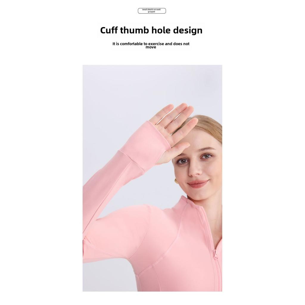 Atmungsaktiver, schnell trocknender Yogamantel für Damen mit Stehkragen und Reißverschluss