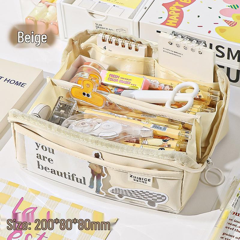 Kapybara Vícevrstvý Průhledný Penál - Velkokapacitní, Vysoce Hodnotný Organizér na Psací Potřeby pro Děti