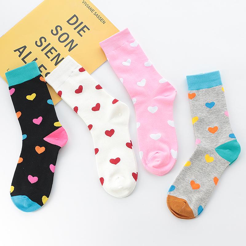 Autumn Winter Colorful Heart Unisex Korean Trendy Long Socks - Versatile Academy Style