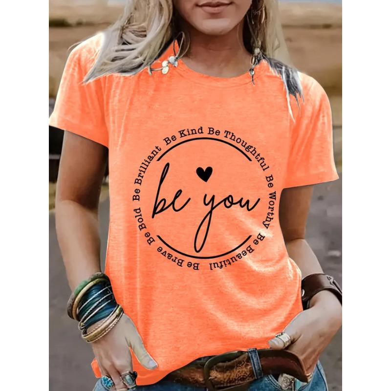 Women's Clothing Slogan Pattern Round-neck Short-sleeved Casual and Fashionable T-shirt