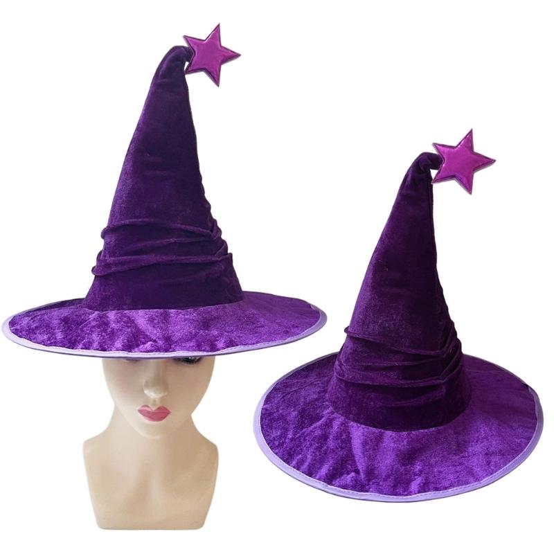 Elegant Witch Hat Soft And Nonwoven Fabric Folded Design Wizard Hat For Halloween Costumes Parties Hats 2pcs