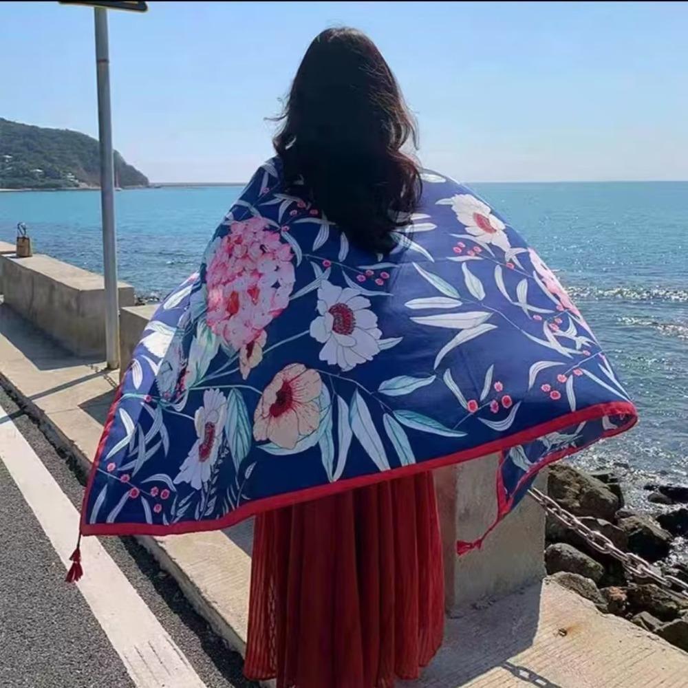 Chaka Salt Lake Great Northwest Tourism Ethnic Style Scarf Silk Scarf Women'S Summer Seaside Beach Shawl Sunscreen Thin