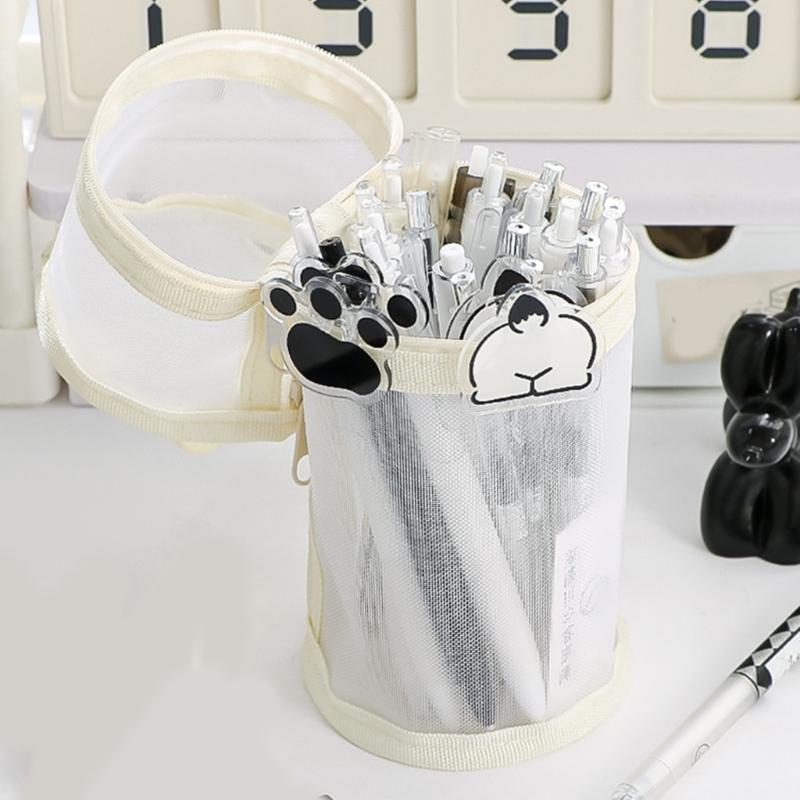 Large Capacity Pencil Bag Cylindrical Pencil Case Pen Pouch Clear Pencil Pouch Pen Case School Office Supplies