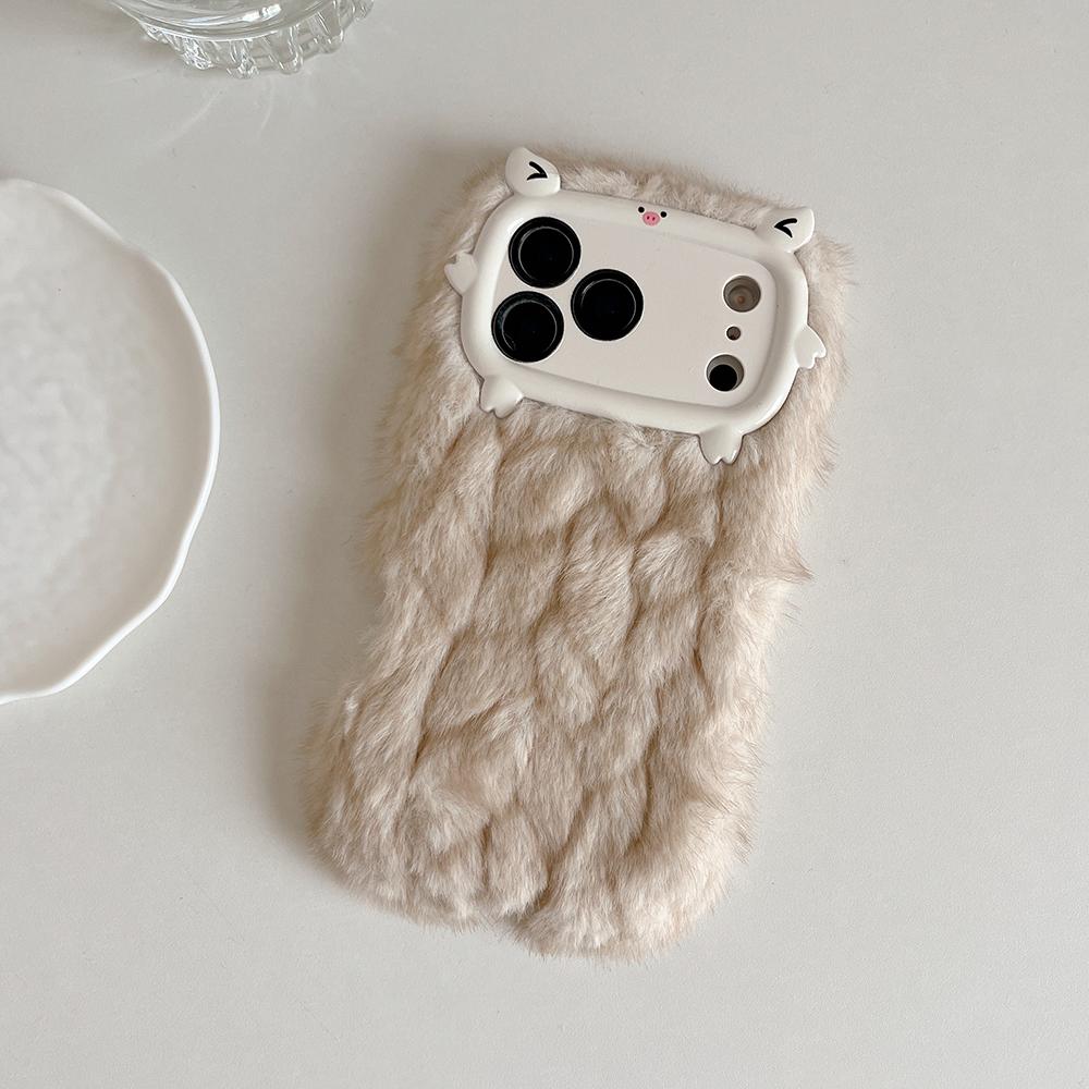 Lustige 3D Winter Warme Künstliche Nerzfell Weiche Handyhülle Für iPhone 13 14 15 Plus 16 17 Pro Max Niedliche Stoßfeste Rückseite
