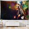 Indian Head Sculpture Tapestry Wall Hanging Psychedelic Mystery Bohemian Living Room Background Cloth Decor