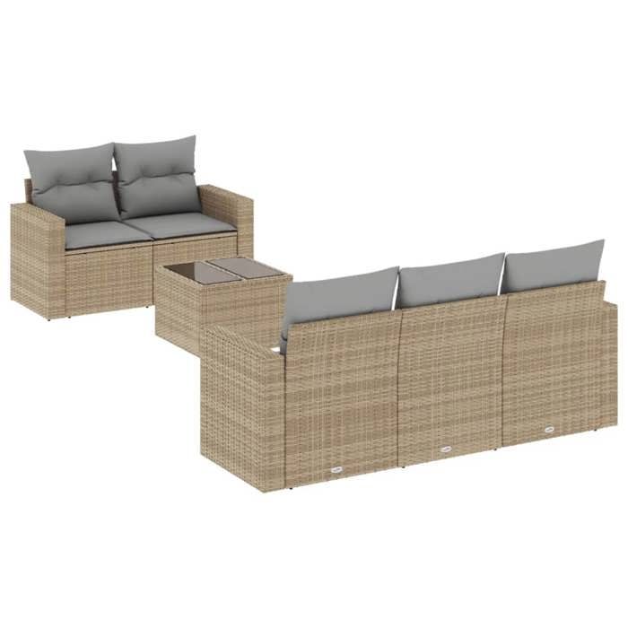 VidaXL Garden Lounge Set with Cushions 6 Pcs Beige Braided Resin 3251036