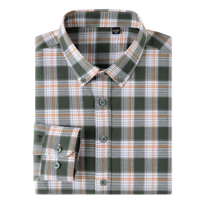 Camisas Xadrez Business Casual de Algodão Puro Escovado Dupla Face Manga Longa Flanela Outono Macia Masculina Clássica Nova Alta Qualidade