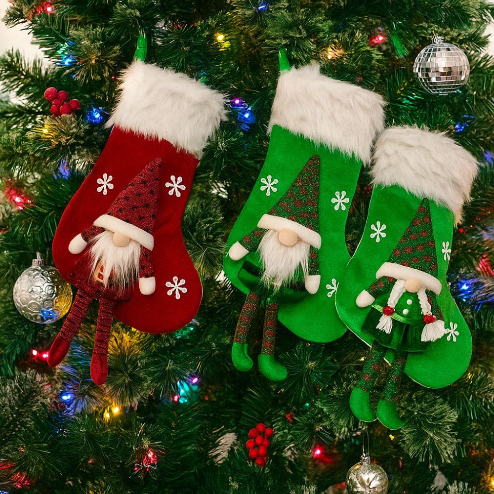 Pluszowe skarpety świąteczne Urocze ozdoby choinkowe Przenośne skarpety do dekoracji kominka Dekoracje domowe