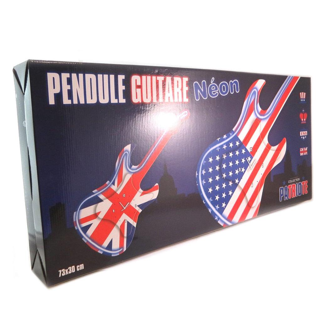 Les Trésors De Lily [P6492] - 'So British' Union Jack Neon Guitar Wall Clock - 73.5x30 Cm