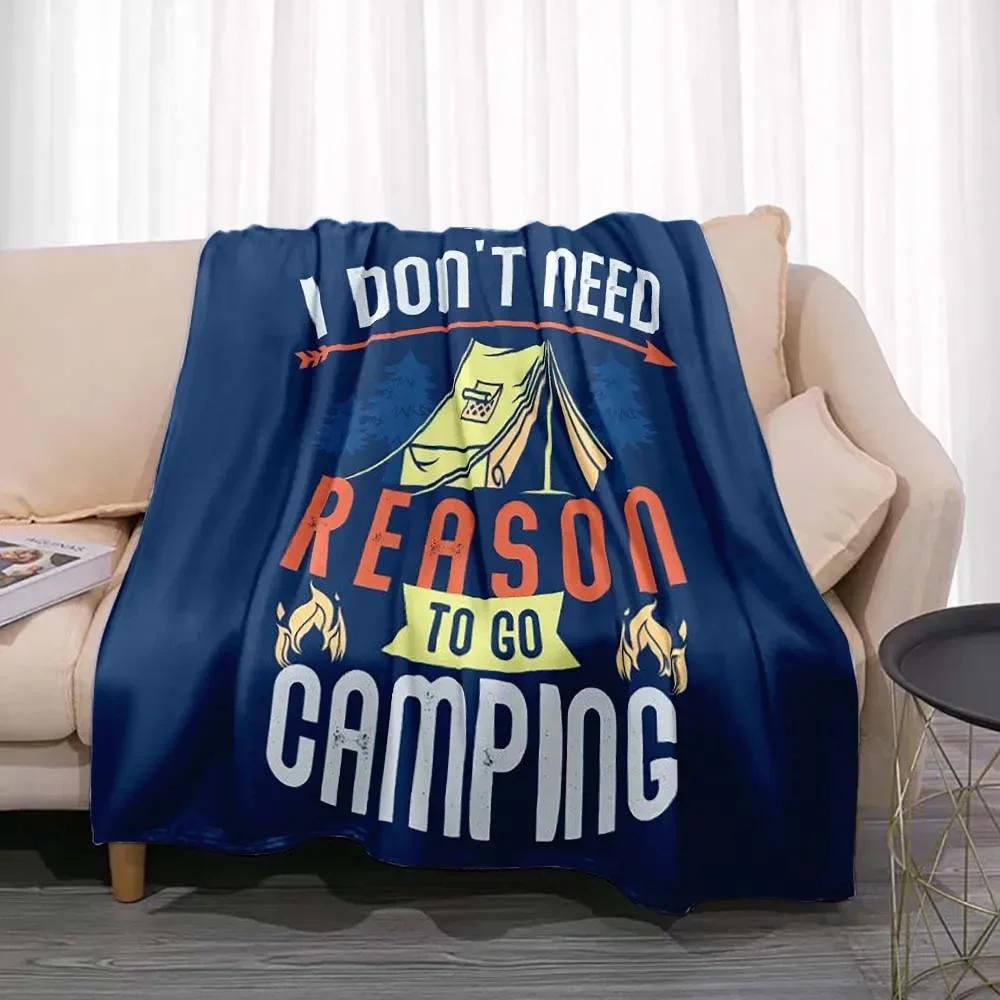 Fashionable Blanket Summer Happy Camper Camping Throw Bed Sofa Office Air Conditioning Soft Leisure Travel Customizable Throw