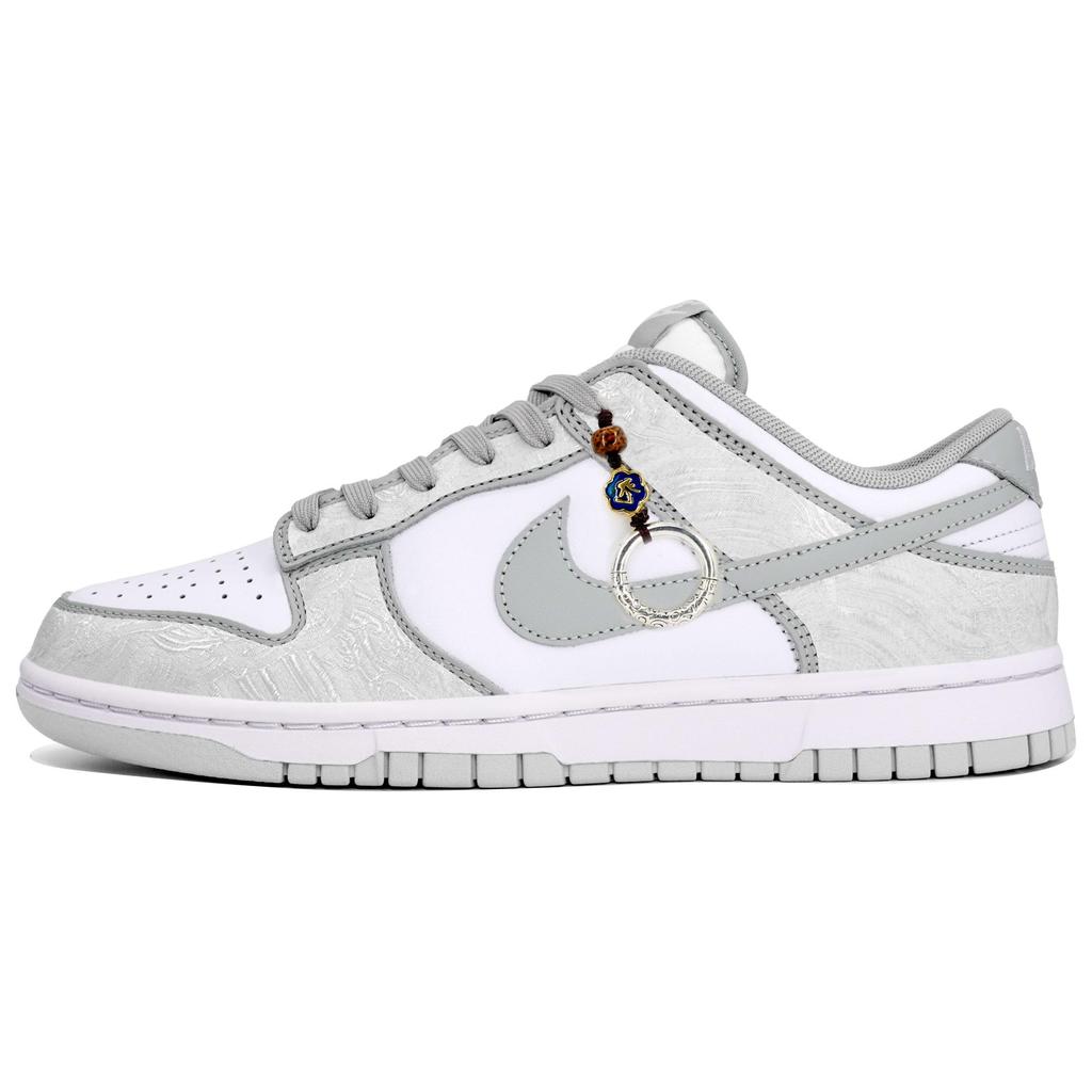 Nike Dunk Slip Resistant Abrasion Resistant Low top Skateboard Shoes Men's Gray White Silver DD1391-103(Team113-BOX)