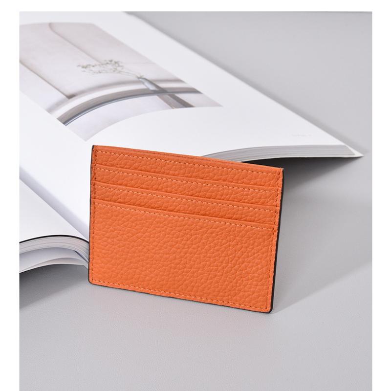 Ultra-Thin Genuine Leather Business Card Holder Compact Wallet Simple Design Top Layer Cowhide Single-Piece Card Sleeve High-End