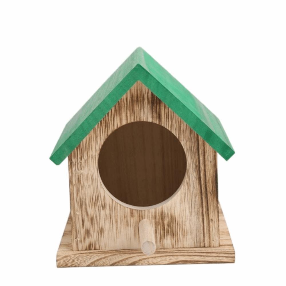 

Декоративный водонепроницаемый деревянный скворечник Вентиляция Ручная работа Гнездо для высиживания Птиц Цветной ящик для разведения Разведение попугаев зелёный