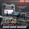 A14 Pro Max GPS Borstlös 8K HD Trippelkamera 5G WIFI Optiskt Flöde Hinderundvikande Vikbar Fyrhjuling Fjärrkontroll Långdistans Drönare Leksak