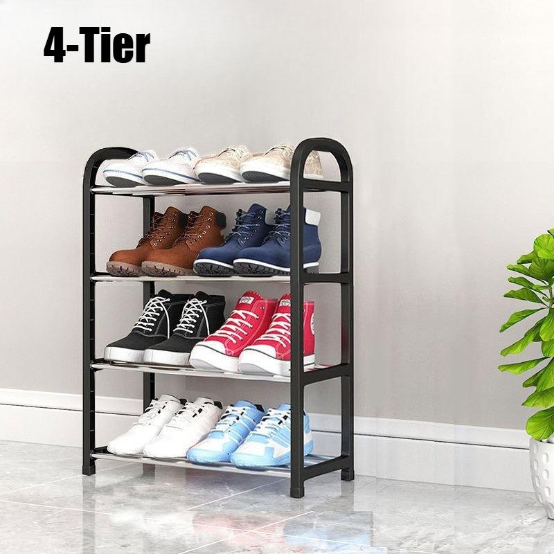 4-Tier Simple Shoe Rack Free Standing Metal Shoe Organizer Space Saving Shoes Storage Shelf Easy Assembly Shoe Holder
