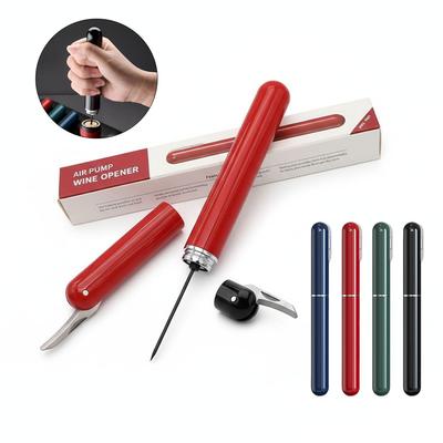 Portable Handheld 2in1 Air Pressure Corkscrew Easy-Open Air Pump Wine Opener Cork Remover With Foil Cutter Pen Shape
