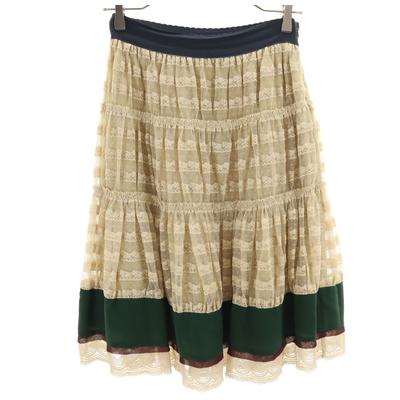 Seiden Midi-Länge Spitze Rock Elfenbein System Damen Gebraucht