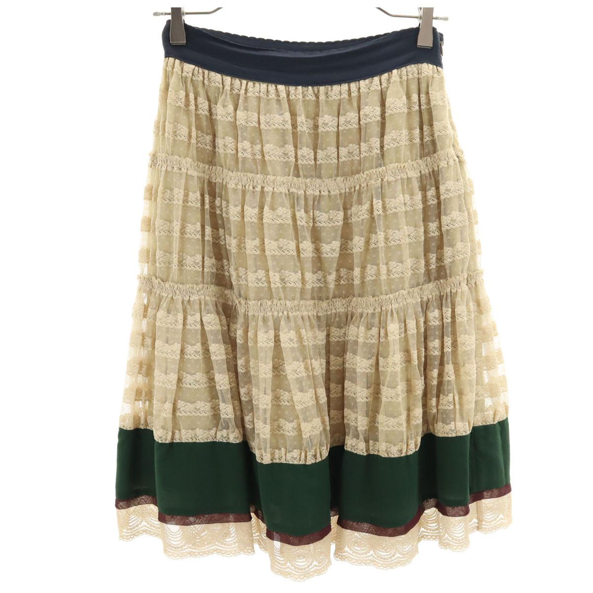 

TOCCA шелковая миди длина кружевная юбка цвета слоновой кости система Женщины Б/у