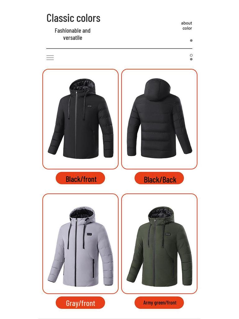 Men's 15-Zone USB Heated Cotton Jacket: Smart, Constant Temperature for Winter Cold Protection