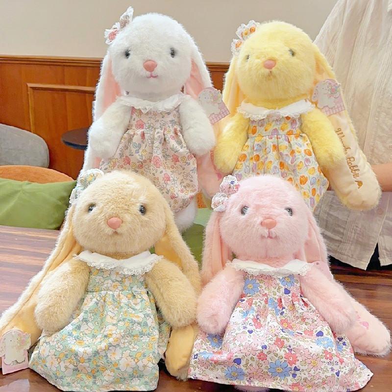 Long Ear Cute Floral Dress Plush Rabbit Doll Toy For Room And Sofa Decoration